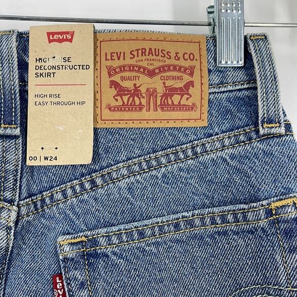 Levi’s High Rise Deconstructed Skirt Blue Women’s Size 24 NWT - Picture 3 of 6